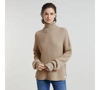 Loose Turtle Knitted Sweater - Beige - Women XS
