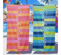 Loosusu Personalised Beach Towels for Kids Adults - Custom Striped Beach Towels with Names- Customised Sand Free Quick Dry Striped Bath/Pool/Beach Towel for Boys Girls Women Men