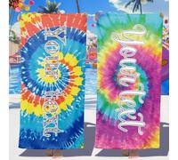 Loosusu Personalised Beach Towels for Kids - Custom Beach Towels with Monogram & Name- Ultra Absorbent Super Soft Tie-Dye Swim Towels for Kids,Customised Bath/Pool/Beach Towel for Boys Girls