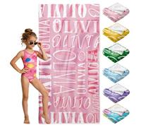 Loosusu Personalised Beach Towels for Kids-Custom Beach Towels with Name-Ultra Absorbent Super Soft Monogrammed Towels for Kids,Customised Bath/Swim/Pool/Beach Towel for Boys Girl(Your Name)