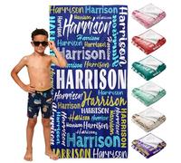 Loosusu Personalised Beach Towels for Kids - Custom Beach Towels with Names- Multiple Colors Monogram Towels for Adults Kids,Customised Bath/Pool/Swim Towel for Boys Girls(Style7)