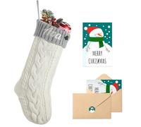 Loosusu Personalised Christmas Stockings with Christmas Card,Custom Embroidered Name Monogram Christmas Stocking for Kids Girl Family,18" Large Grey White Knit Xmas Stockings for Fireplace Decor