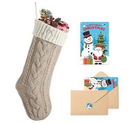 Loosusu Personalised Christmas Stockings with Christmas Card,Custom Embroidered Name Monogram Christmas Stocking for Kids Girl Family,18" Large White Cream Knit Xmas Stockings for Fireplace Decor