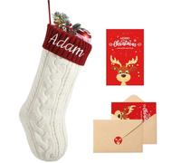 Loosusu Personalised Christmas Stockings with Christmas Card,Custom Embroidered Name Monogram Christmas Stocking for Kids Girl Family,18" Large Red White Knit Xmas Stockings for Fireplace Decor