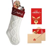 Loosusu Personalised Christmas Stockings with Christmas Cards,Custom Embroidered Name Knit Christmas Stocking for Baby Kids Girl Family,18" Large Red White Xmas Monogram Stocking for Fireplace Decor