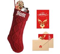 Loosusu Personalised Christmas Stockings with Christmas Cards,Custom Embroidered Name Knit Christmas Stocking for Baby Kids Girl Family,18" Large Red Xmas Monogram Stockings for Fireplace Decor