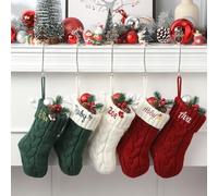 Loosusu Personalised Small Christmas Stockings with Christmas Cards,Custom Embroidered Name Monogram Mini Christmas Stocking for Baby Kids,9" Mini Small Xmas Stockings for Fireplace Decor