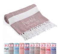 Loosusu Personalised Turkish Beach Towels Oversized,Custom Cotton Embroidered Beach Towels for Adults,Sand Free Quick Dry Soft Absorbent Towel,Girls Trip Favors,Bridal to be Gifts(Brown)