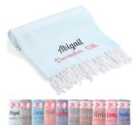 Loosusu Personalised Turkish Beach Towels Oversized,Custom Cotton Embroidered Beach Towels,Personalised Girls Trip Gift Favors,Bridesmaid Gifts,Bridal Party Gifts,Beach Bachelorette(LightBlue)