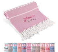 Loosusu Personalised Turkish Beach Towels Oversized,Custom Cotton Embroidered Beach Towels,Personalised Girls Trip Gift Favors,Bridesmaid Gifts,Bridal Party Gifts,Beach Bachelorette(PurePink)