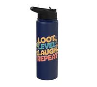 Loot Level Laugh Repeat Couch Co-Op Gaming Stainless Steel Insulated Water Bottle