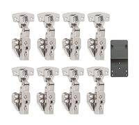 LOOTICH 110 Deg Kitchen Units Concealed Cabinet Door Mute Hinges 35mm Soft Close Half Overlay Mounting 8 Piece (Include Drilling Jig)