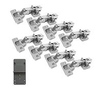 LOOTICH 110 Degree Full Overlay 35mm Soft Close Hinge with Hydraulic Damper for Kitchen Cabinet Cupboard Wardrobe Door Automatic Hinges with Cushioning European Type Pack of 8 with Drilling Template