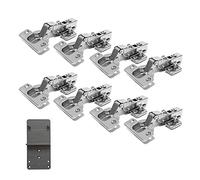 LOOTICH 110 Degree Half Overlay 35mm Soft Close Hinges with Hydraulic Damper for Kitchen Cabinet Cupboard Wardrobe Door Automatic Hinges with Cushioning European Type Pack of 8 with Drilling Template