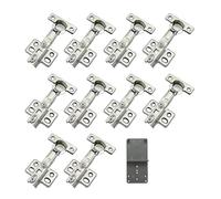 LOOTICH 90 Degree Half Overlay 26 mm Soft Close Hinge with Hydraulic Damper for Kitchen Cabinet Cupboard Wardrobe Light Door Automatic Hinges with Cushioning Pack of 10 with Drilling Template