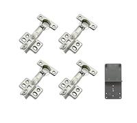 LOOTICH 90 Degree Half Overlay 26 mm Soft Close Hinge with Hydraulic Damper for Kitchen Cabinet Cupboard Wardrobe Light Door Automatic Hinges with Cushioning Pack of 4 with Drilling Template