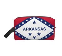 Lootpe Arkansas State Flag Print Makeup Bag, Portable Travel Makeup Pouch, Toiletry Organizer, Large Make Up Bag For Women