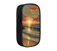 Lootpe Beautiful Beach Sunset Print Pencil Case,Storage Bag, Large Capacity Pencil Box, Portable Office Pen Bag With Zipper