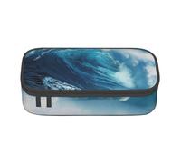 lootpe Big Ocean Wave Hd Print Large Capacity Pencil Pouch, Office Stationery Organizer, Portable Pen Bag For Office