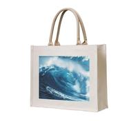 lootpe Big Ocean Wave Hd Print Tote Bag, Personalized Present Bag, Canvas Beach Travel Bag, Shopping Bags, Gift For Women Mom