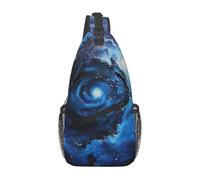 lootpe Blue Galaxy Print Daily Crossbody Sling Bag, Shoulder Backpack Chest Bag Daypacks, For Outdoor Travel Casual