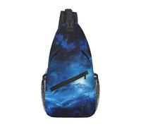 lootpe Blue Galaxy Print Daily Crossbody Sling Bag, Shoulder Backpack Chest Bag Daypacks, For Outdoor Travel Casual