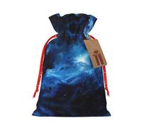 Lootpe Blue Galaxy Print Large Christmas Gift Bags,Reusable Holiday Bags For Gifts,Drawstrings Burlap Goody Gift Bags