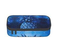 lootpe Blue Pineapple Print Large Capacity Pencil Pouch, Office Stationery Organizer, Portable Pen Bag For Office