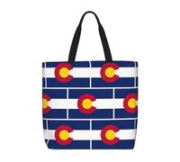 Lootpe Colorado State Flag Print Tote Bag For Women, Work Handbags, Large Capacity Casual Shoulder Handbags, For Travel Gym