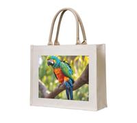 lootpe Fantastic Parrot Feather Print Tote Bag, Personalized Present Bag, Canvas Beach Travel Bag, Shopping Bags, Gift For Women Mom