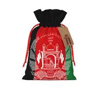 Lootpe Flag Of Afghanistan Print Large Christmas Gift Bags,Reusable Holiday Bags For Gifts,Drawstrings Burlap Goody Gift Bags