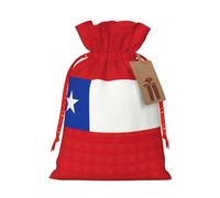Lootpe Flag Of Chile Print Large Christmas Gift Bags,Reusable Holiday Bags For Gifts,Drawstrings Burlap Goody Gift Bags