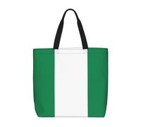 Lootpe Flag Of Nigeria Print Tote Bag For Women, Work Handbags, Large Capacity Casual Shoulder Handbags, For Travel Gym