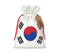 Lootpe Flag Of Republic Of Korea Print Large Christmas Gift Bags,Reusable Holiday Bags For Gifts,Drawstrings Burlap Goody Gift Bags