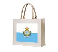 lootpe Flag Of San Marino Print Tote Bag, Personalized Present Bag, Canvas Beach Travel Bag, Shopping Bags, Gift For Women Mom