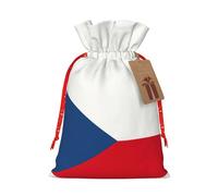 Lootpe Flag Of The Czech Republic Print Large Christmas Gift Bags,Reusable Holiday Bags For Gifts,Drawstrings Burlap Goody Gift Bags