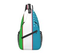 lootpe Flag Of The Republic Of Uzbekistan Print Daily Crossbody Sling Bag, Shoulder Backpack Chest Bag Daypacks, For Outdoor Travel Casual