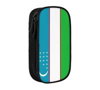 Lootpe Flag Of The Republic Of Uzbekistan Print Pencil Case,Storage Bag, Large Capacity Pencil Box, Portable Office Pen Bag With Zipper