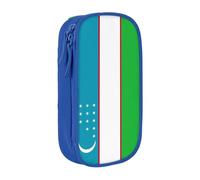 Lootpe Flag Of The Republic Of Uzbekistan Print Pencil Case,Storage Bag, Large Capacity Pencil Box, Portable Office Pen Bag With Zipper