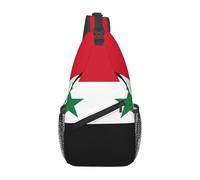 lootpe Flag Of The Syrian Arab Republic Print Daily Crossbody Sling Bag, Shoulder Backpack Chest Bag Daypacks, For Outdoor Travel Casual