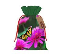 Lootpe Flowers Colorful Butterfly 1 Print Large Christmas Gift Bags,Reusable Holiday Bags For Gifts,Drawstrings Burlap Goody Gift Bags