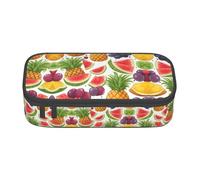 lootpe Fresh Juicy Fruits Pineapple Berries Grape Orange Print Large Capacity Pencil Pouch, Office Stationery Organizer, Portable Pen Bag For Office