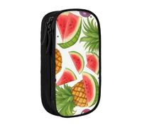 Lootpe Fresh Juicy Fruits Pineapple Berries Grape Orange Print Pencil Case,Storage Bag, Large Capacity Pencil Box, Portable Office Pen Bag With Zipper