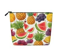 lootpe Fresh Juicy Fruits Pineapple Berries Grape Orange Print Travel Makeup Bag, Large Capacity Cosmetic Bags For Women, Portable Cosmetic Bag, Toiletry Bag