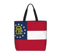 Lootpe Georgia State Flag Print Tote Bag For Women, Work Handbags, Large Capacity Casual Shoulder Handbags, For Travel Gym