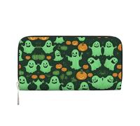 lootpe Green Ghost Horror Halloween Pumpkin 2 Print Womens Wallet, Ladies Credit Card Holder, Phone Wallet Purses, Long Clutch Hand Bag