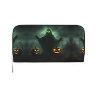 lootpe Green Ghost Horror Halloween Pumpkin Print Womens Wallet, Ladies Credit Card Holder, Phone Wallet Purses, Long Clutch Hand Bag