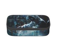 lootpe Hacker Attack Print Large Capacity Pencil Pouch, Office Stationery Organizer, Portable Pen Bag For Office