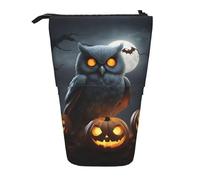 lootpe Halloween Owl Ghost Pumpkin Print Telescopic Pencil Pouch Bag, Pop Up Pencil Case, Stand Up Pen Holder Cute Pen Bag, Pencil Bag