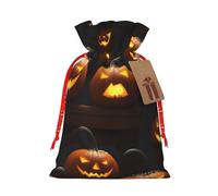 Lootpe Halloween Pumpkin 1 Print Large Christmas Gift Bags,Reusable Holiday Bags For Gifts,Drawstrings Burlap Goody Gift Bags